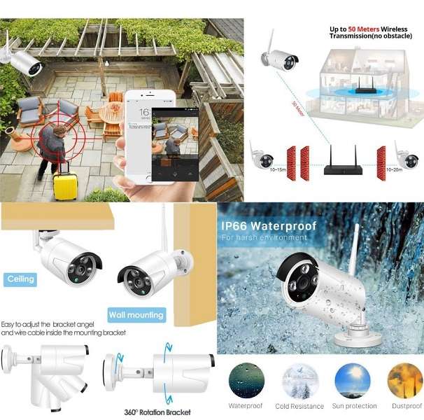 Aerbes AB-JK18 Wifi Camera Surveillance Kit 4 Channel
