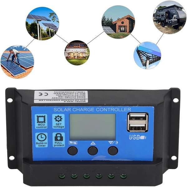 XF0836 Solar Charge Controller 10A Dual USB Output With LCD Display, PWM Battery Charging