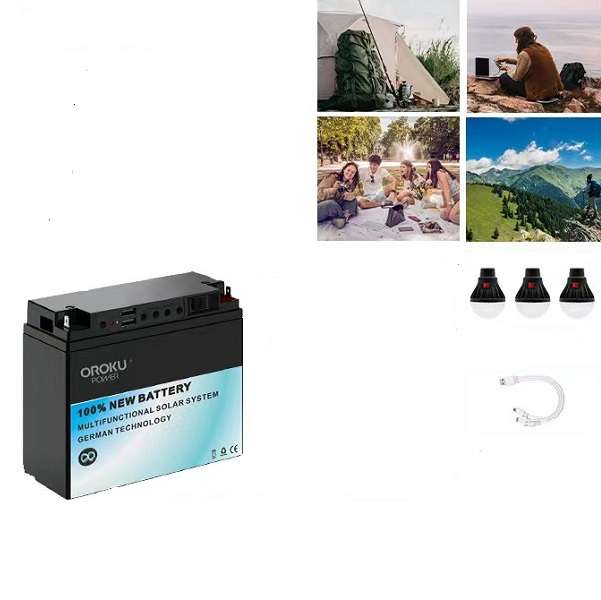 Oroku Power OP-072 Battery 80W With On\Off Switch Solar Lighting System With Separate Solar Panel