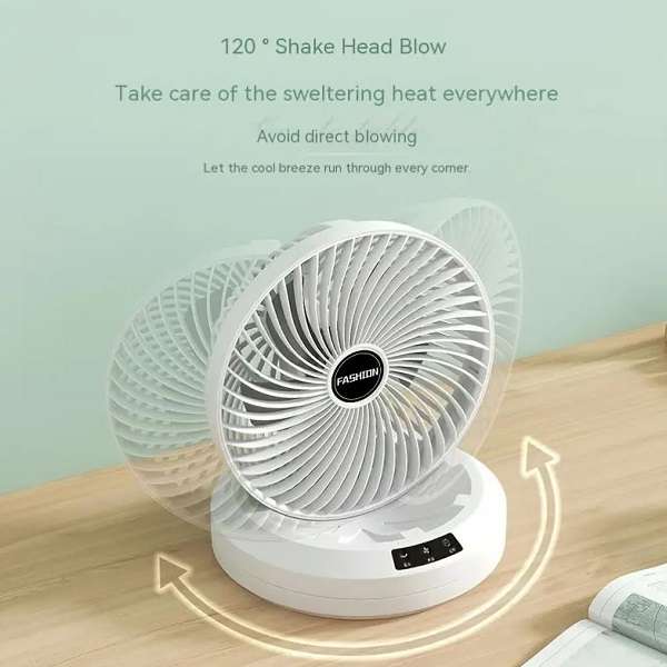 PM-034 USB Rechargeable Foldable Circulating Desk And Wall Fan