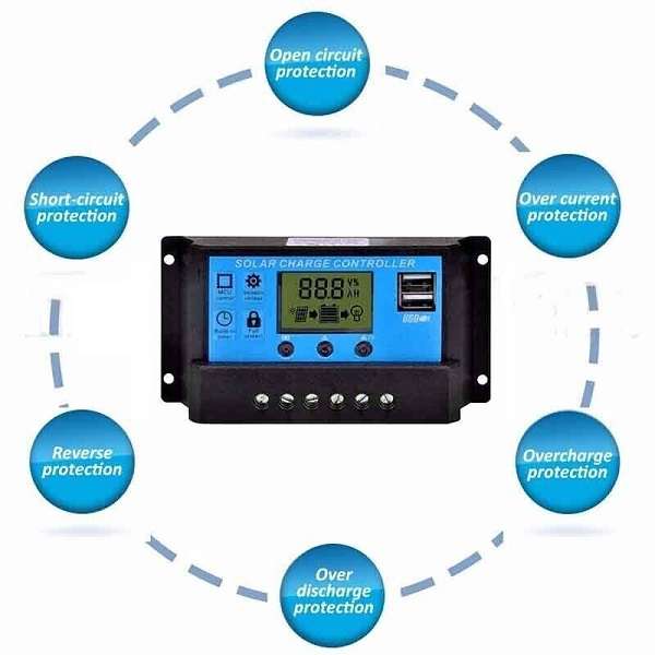 XF0836 Solar Charge Controller 10A Dual USB Output With LCD Display, PWM Battery Charging