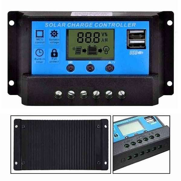 XF0836 Solar Charge Controller 10A Dual USB Output With LCD Display, PWM Battery Charging