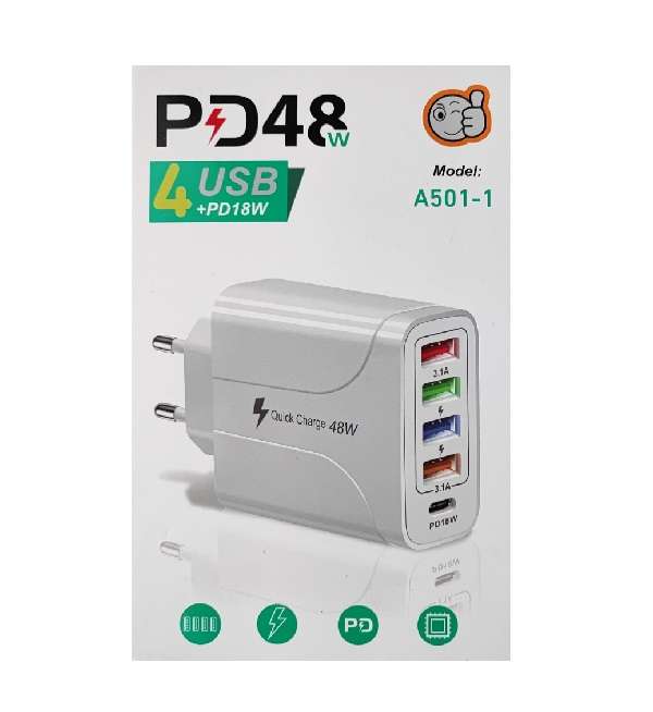 A501-1 Charging Head 4 USB Port QC 48W +PD18
