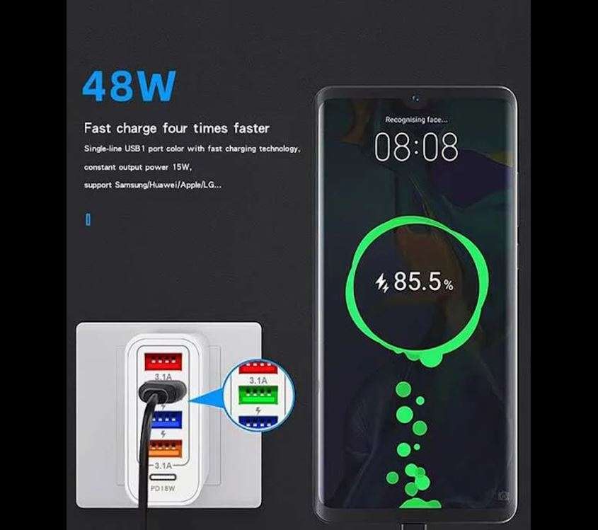 A501-1 Charging Head 4 USB Port QC 48W +PD18