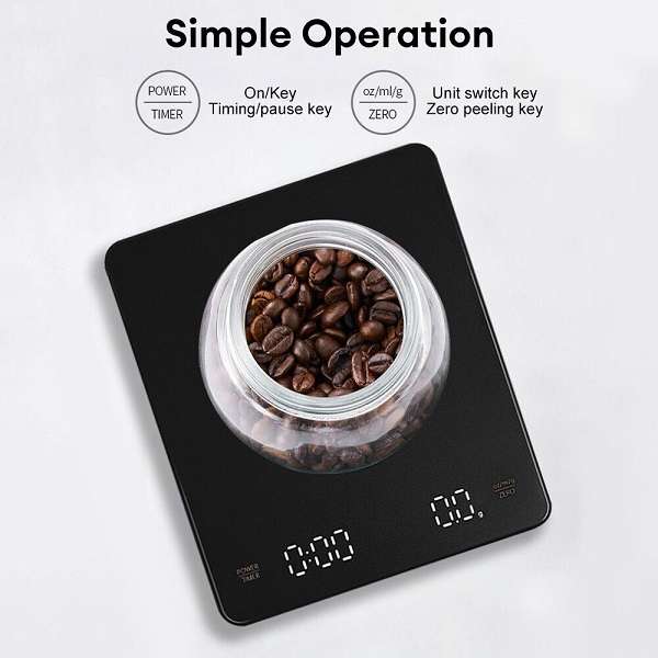 Aerbes AB-C04 USB Rechargeable Digital Coffee Scale With Timer