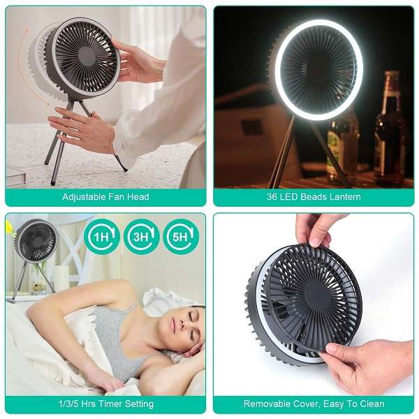 PM-033 USB Rechargeable Camping Fan With Tripod
