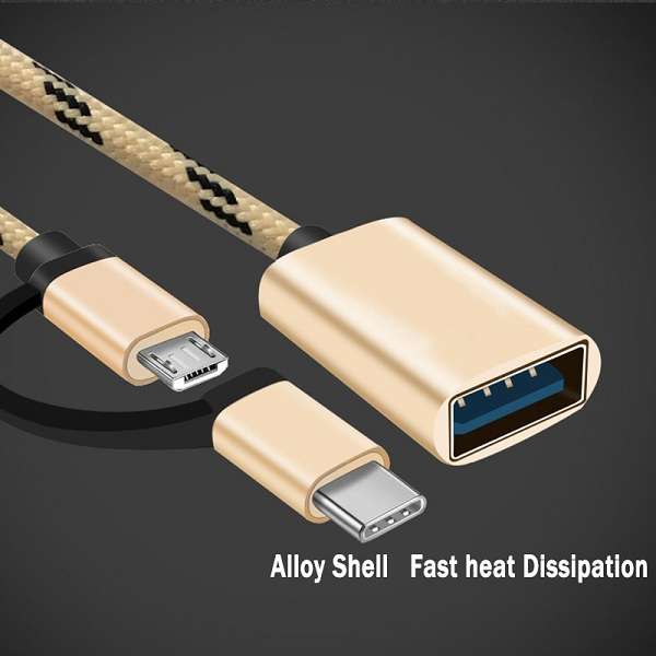 RS-OTG 2 in 1 Micro USB And; Type C OTG Mini Cable
