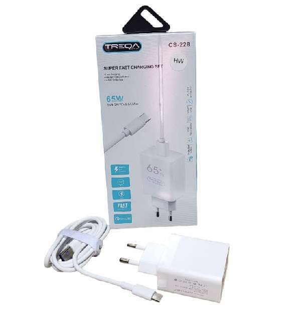 Treqa CS-228 USB Charger With Type C Cable 65W