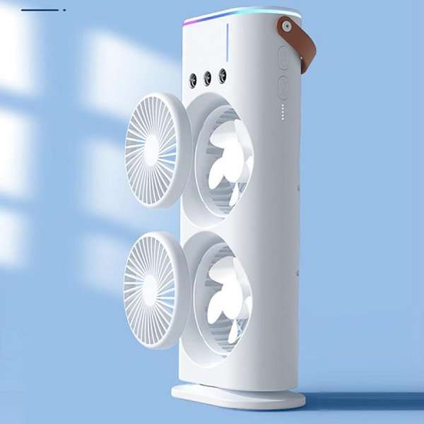 F18 Rechargeable LED Dual Spray Mist Fan With Light And Remote Control