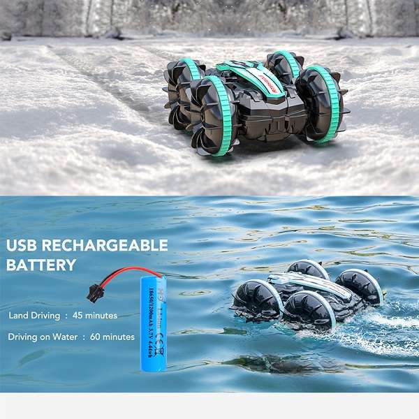 CV-B800-2 Four Wheel Amphibious Stunt RC Car With Dual Remote Control