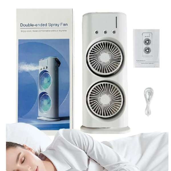 F18 Rechargeable LED Dual Spray Mist Fan With Light And Remote Control