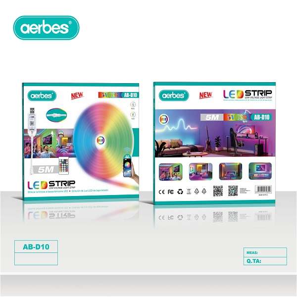 Aerbes AB-D10 5M RGB USB Low Voltage Bluetooth LED Strip Light 5V LED Lamp App