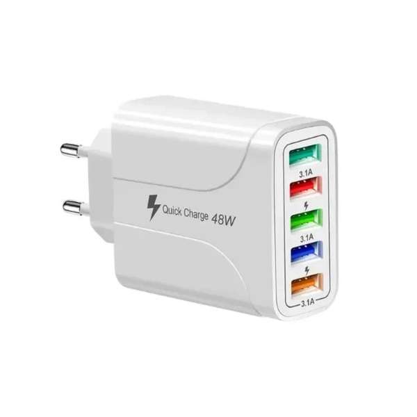 A501-2 Five Port USB Quick Smart Wall Charger 48W