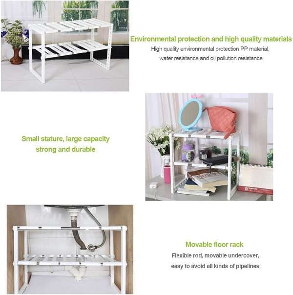 2-Layer Kitchen Storage Rack 50-70cm HFXQ