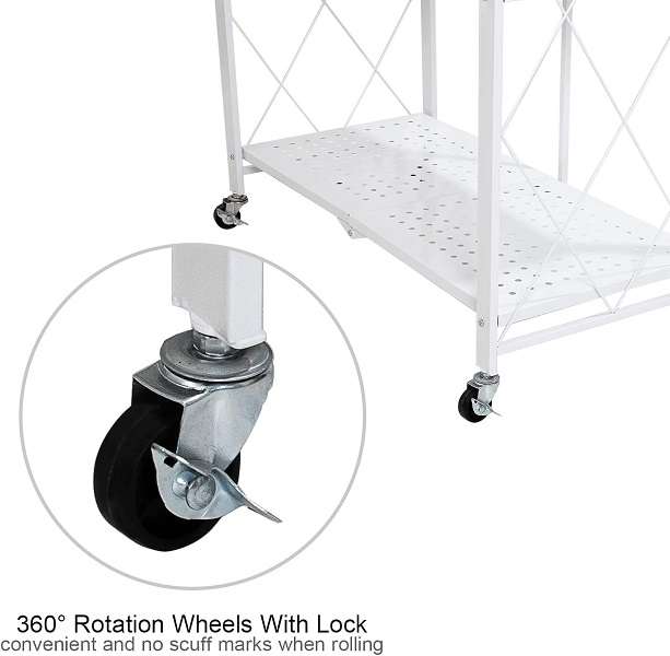 JG20375387 4 Tier Folding Trolley Shelf With Lockable Wheels