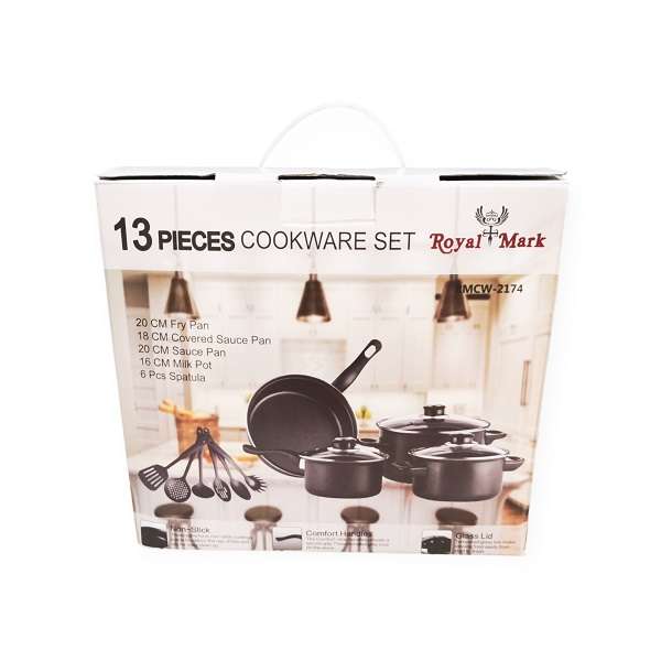Royal Mark 2174 13 Piece Non Stick Pots, Pans And Utensil Set