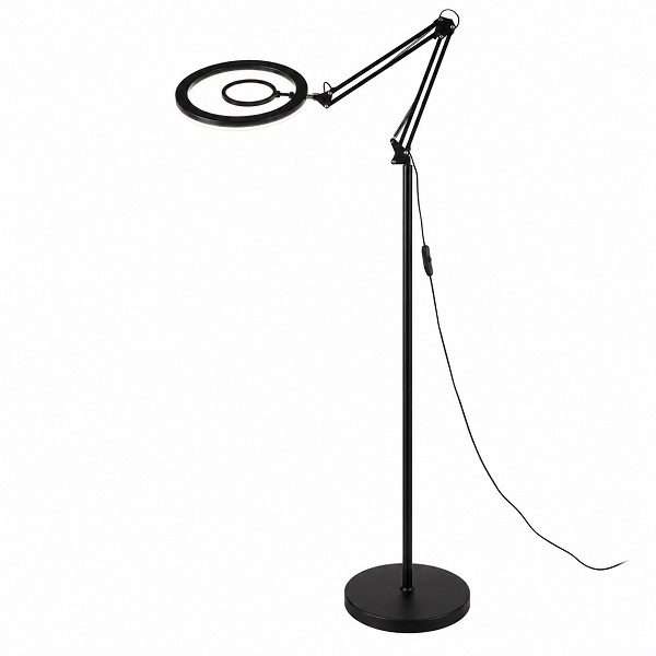 JG20375390 Professional LED Magnifying Floor Lamp with Adjustable Swing Arm, 2 Light Modes &amp; ...