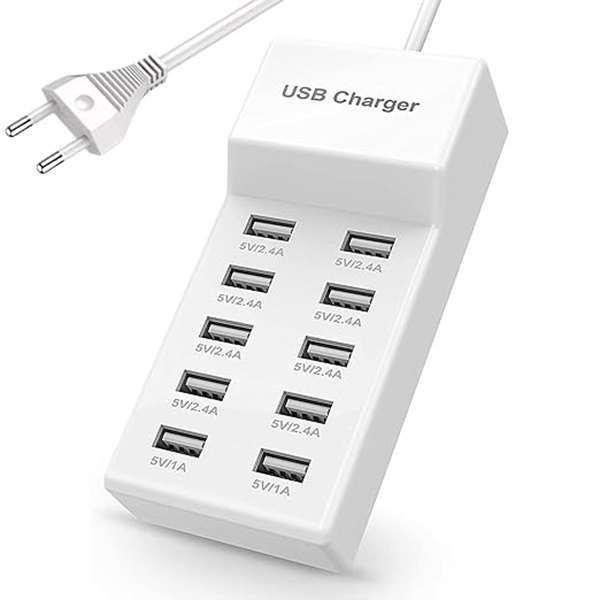 CH-649 Treqa USB Hub 10 Port 2.4A/1A