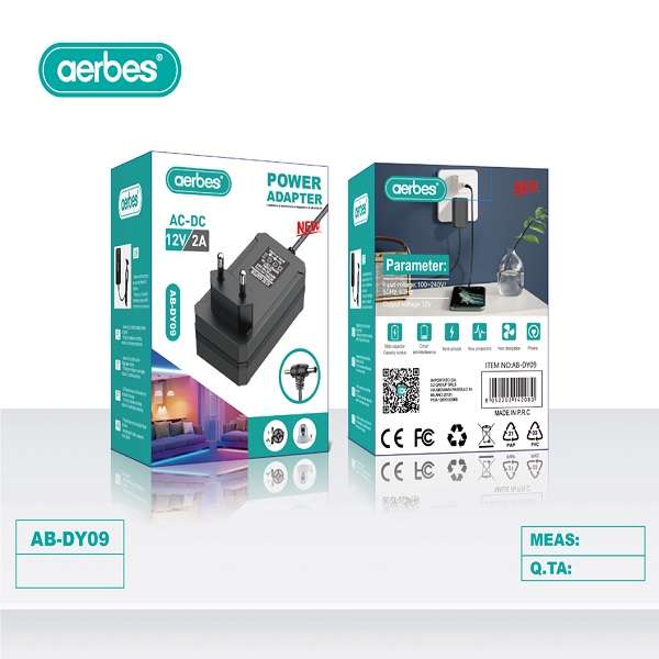 Aerbes AB-DY09  Universal Power Adapter 12V 2A