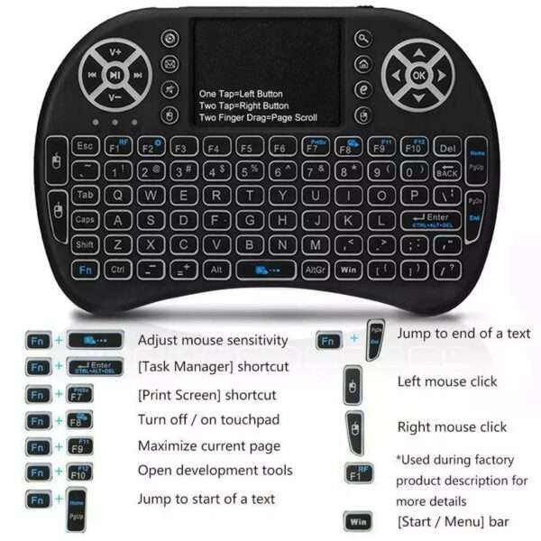 Baihuo MY-7100 RGB Rechargeable Wireless 2.4ghz Keyboard LED Backlit
