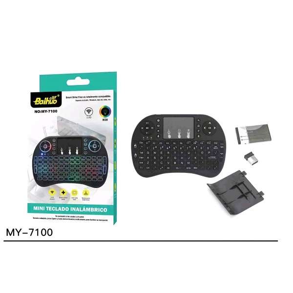 Baihuo MY-7100 RGB Rechargeable Wireless 2.4ghz Keyboard LED Backlit