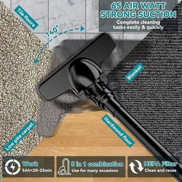 Brushless Motor Lithium 62V Battery Rechargeable Vacuum Cleaner 400W