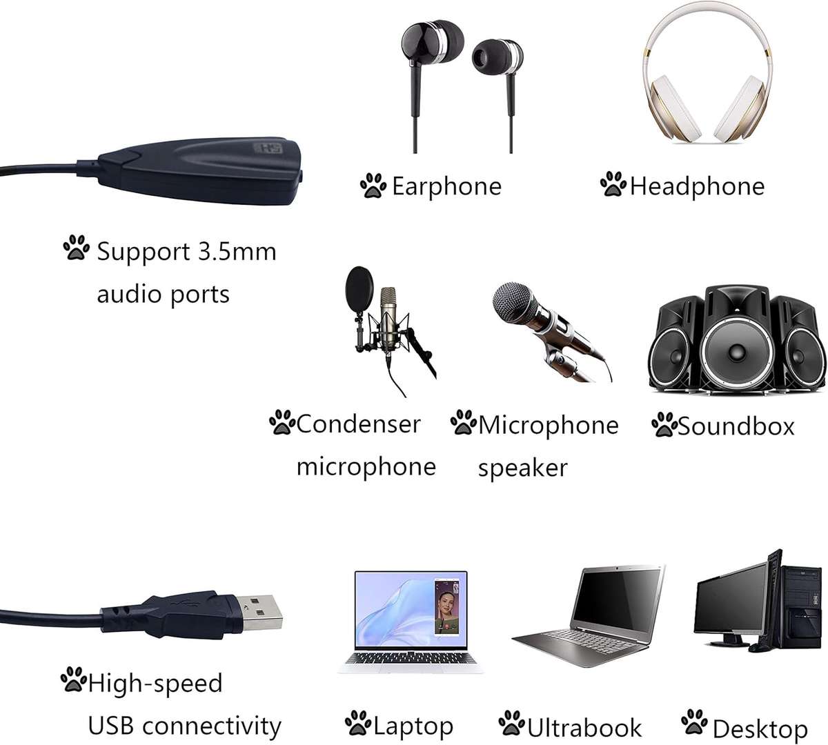 SE-L223 7.1 USB 5HV2 External Sound Card