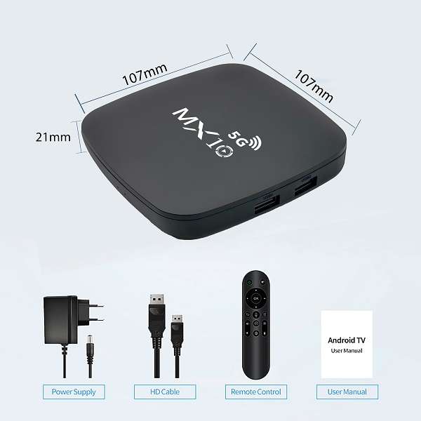 MX10 5G 4K Ultra HD TV Box 2GB+16GB