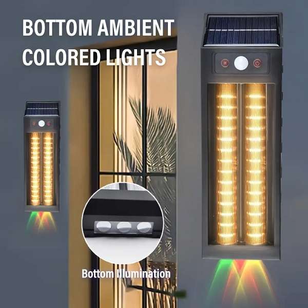 PM-184 Solar Powered Sensor Double Wall Light With Hanging Hook 1200mah Battery 18W