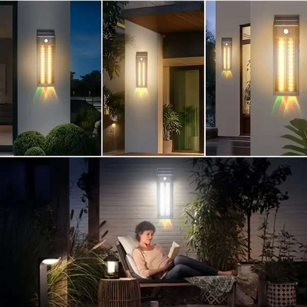 PM-184 Solar Powered Sensor Double Wall Light With Hanging Hook 1200mah Battery 18W
