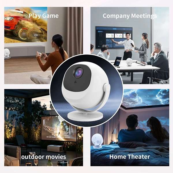360° Rotation LED Source Smart Projector With HDMI, USB, 3.5mm Slots