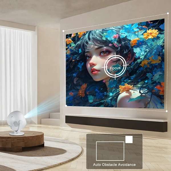 360° Rotation LED Source Smart Projector With HDMI, USB, 3.5mm Slots