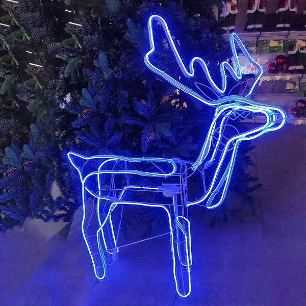 ZYF-D212 Bobble Head Flexible 11m LED Neon Light Reindeer Décor Foldable For Easy Storage Blue