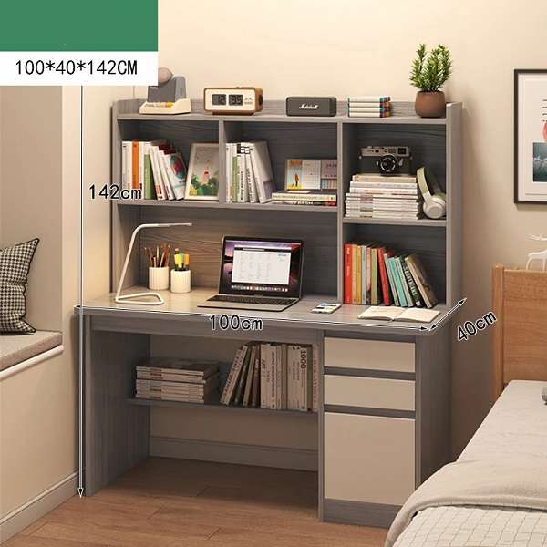 XF00147 Modern Computer Study Desk With Bookshelf And Drawers 100cm x 40cm x 142cm