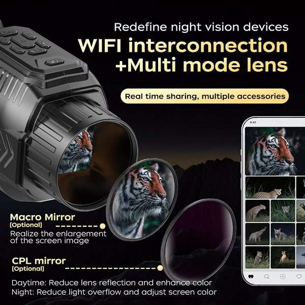 D15 4K 64MP Digital Infrared Night Vision Monocular With Focusing Lens