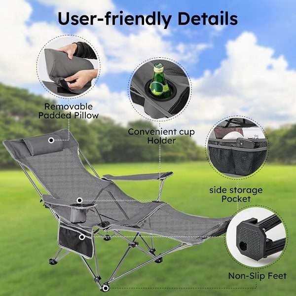 Adjustable Outdoor Folding Recliner Chair With Removeable Footrest
