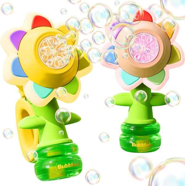 XF00120 Electric Handheld Bubble Machine, Seven Color Flower Shaking Head Rotating Automatic Bubble