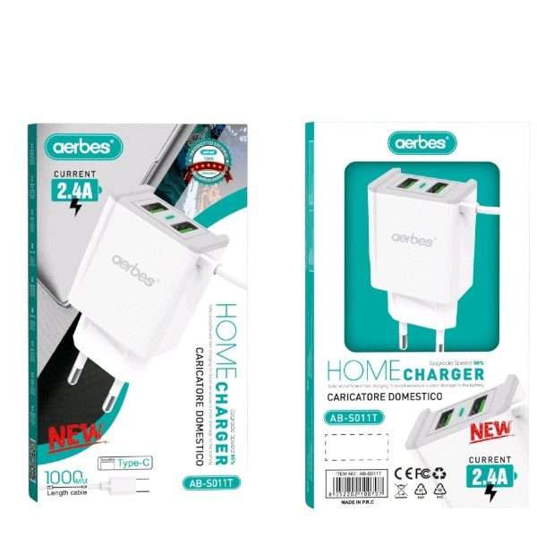 AB-S011T Dual USB Port With Type C Cable