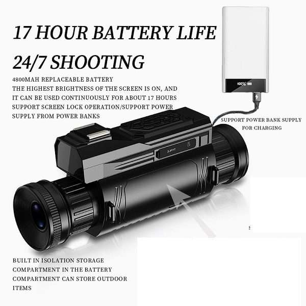 D12 4K Ultra HD WiFi Monocular Night Vision Camera 64MP 4800mah Battery