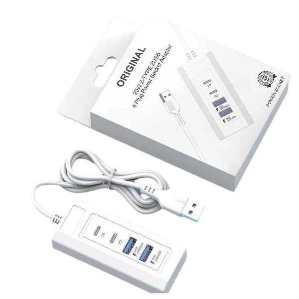 LY-H012 USB x 2 + PD x 2 25W USB Adapter 1M