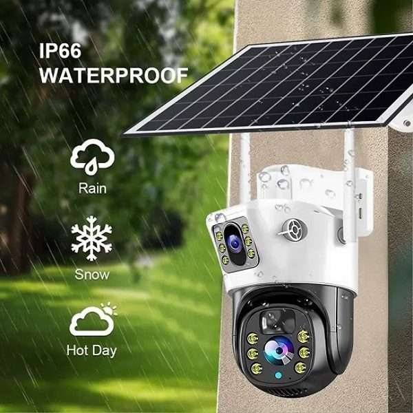 XF00151 Dual Lens Solar Powered WIFI Camera V380 App