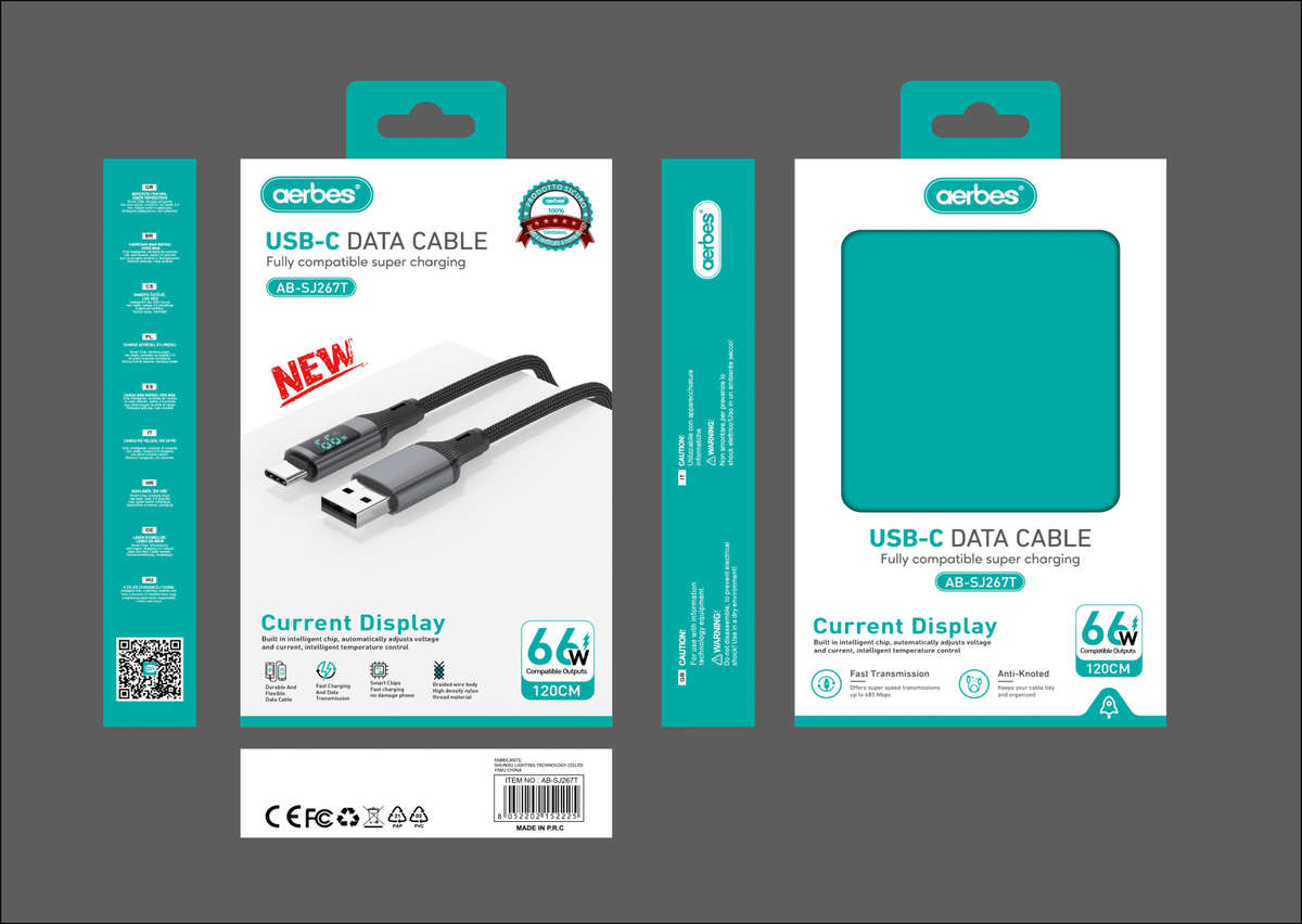 Aerbes AB-SJ266 4-in-1 Fast Charging USB Data Cable with Type-C
