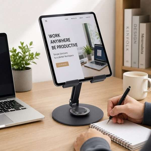 TREQA BC-T47 Folding Desktop Tablet Stand Adjustable Foldable Phone & Tablet Holder for iPad, Sam...