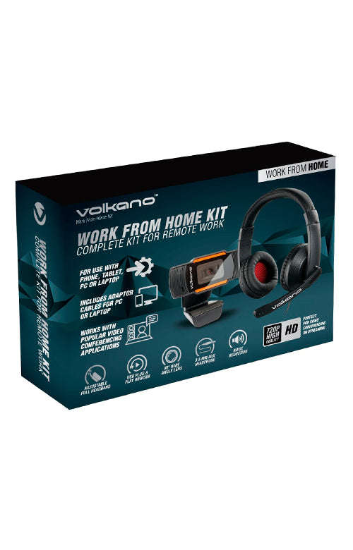 Volkano Learn from Home Kit: 720 Webcam + Headset with Mic