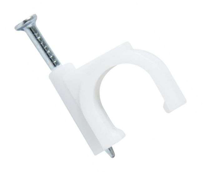 CABLE CLIP ROUND 7mm WHITE 100/PACK CC-R7-WHITE