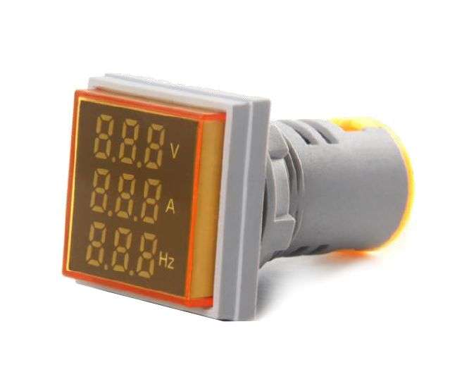 VOLTMETER+AMMTER+FREQUENCY METER SQUARE YELLOW PL-AD101-22VAHZS-Y