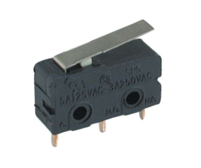 MINI MICRO LIMIT SWITCH SPDT LEVER L=14 PCB PINS B175BP (125V3A)