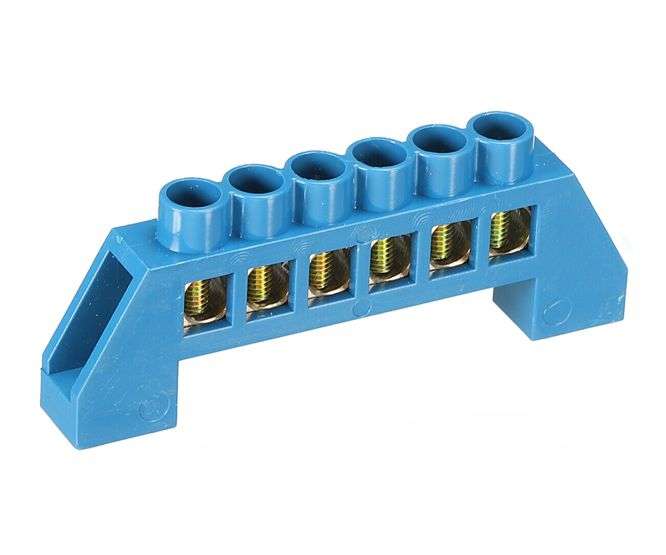 NEUTRAL BAR BLUE 63A 6P 6x9 INSULATED EB-KS006-63A-6P-B