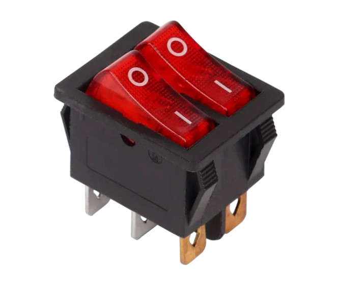 ROCKER SWITCH DPST ILLUMINATED RED 15A 250V KCD2-4-2101N