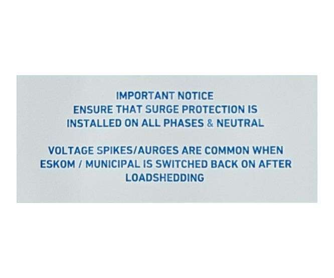 SURGE WARNING LABEL SELF ADHES 40 x 95mm SW-WRLBL-ATS-003